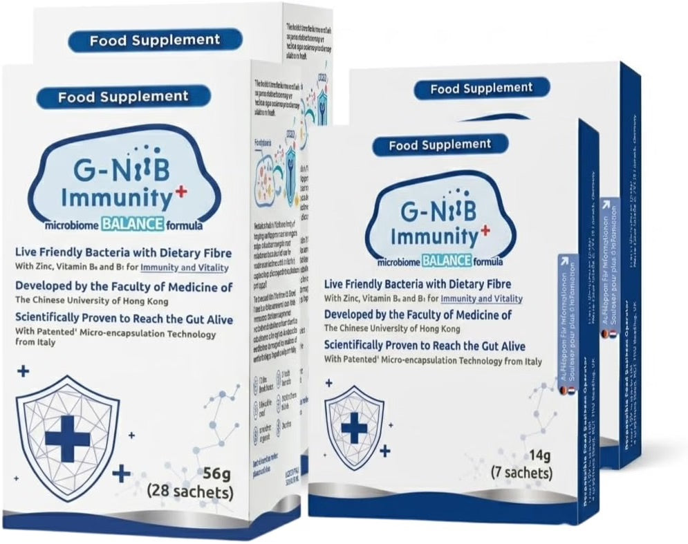 G-NiiB Immunity (SIM01) – Supplement with Live Friendly Bacteria, Dietary Fibres, Zinc, B6 and B1, 28-Day Use x2 + 7 Days x2
