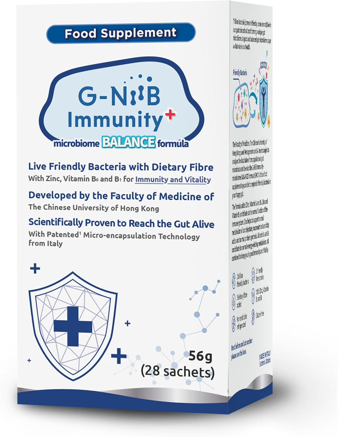 G-NiiB Immunity (SIM01) – Supplement with Live Friendly Bacteria, Dietary Fibres, Zinc, B6 and B1, 28-Day Use x2 + 7 Days x2