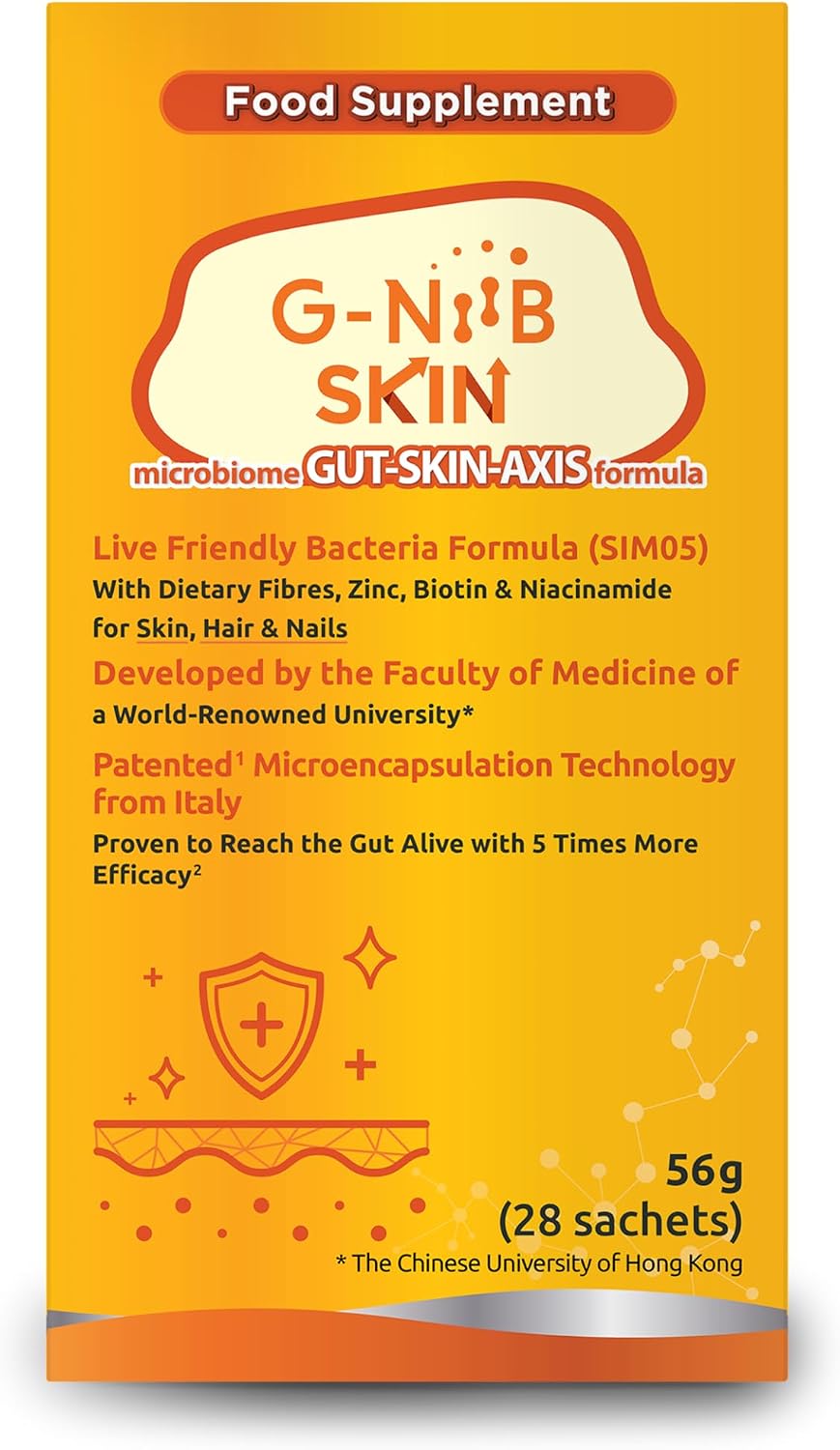 G-NiiB SKIN (SIM05) – Probiotics with Prebiotics, Zinc, Niacinamide (Vitamin B3) and Biotin (Vitamin B7) - for Skin, Hair, Nails - 28-day use